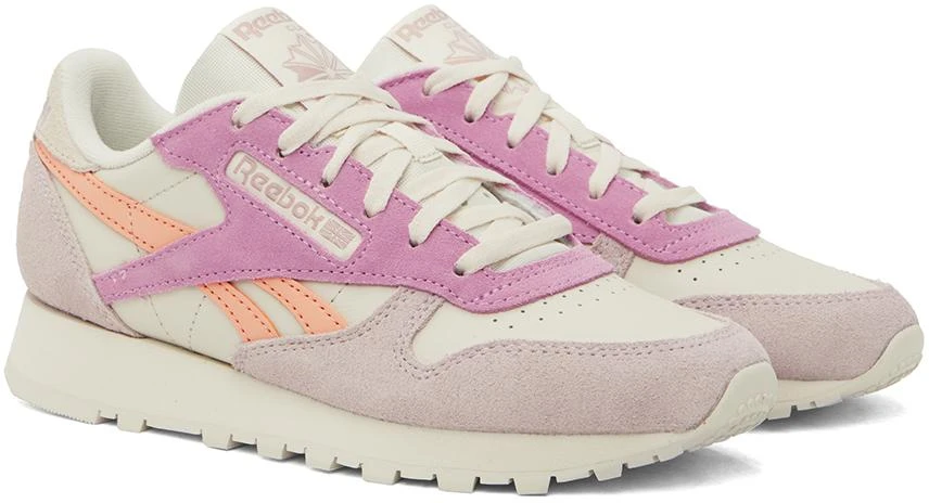 Reebok Off-White & Pink Classic Leather Sneakers 4