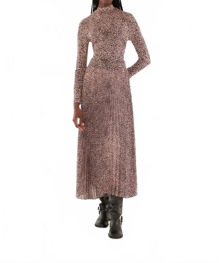 Farm Rio Women
s Baby Leopard Pleated Maxi Skirt In Pink