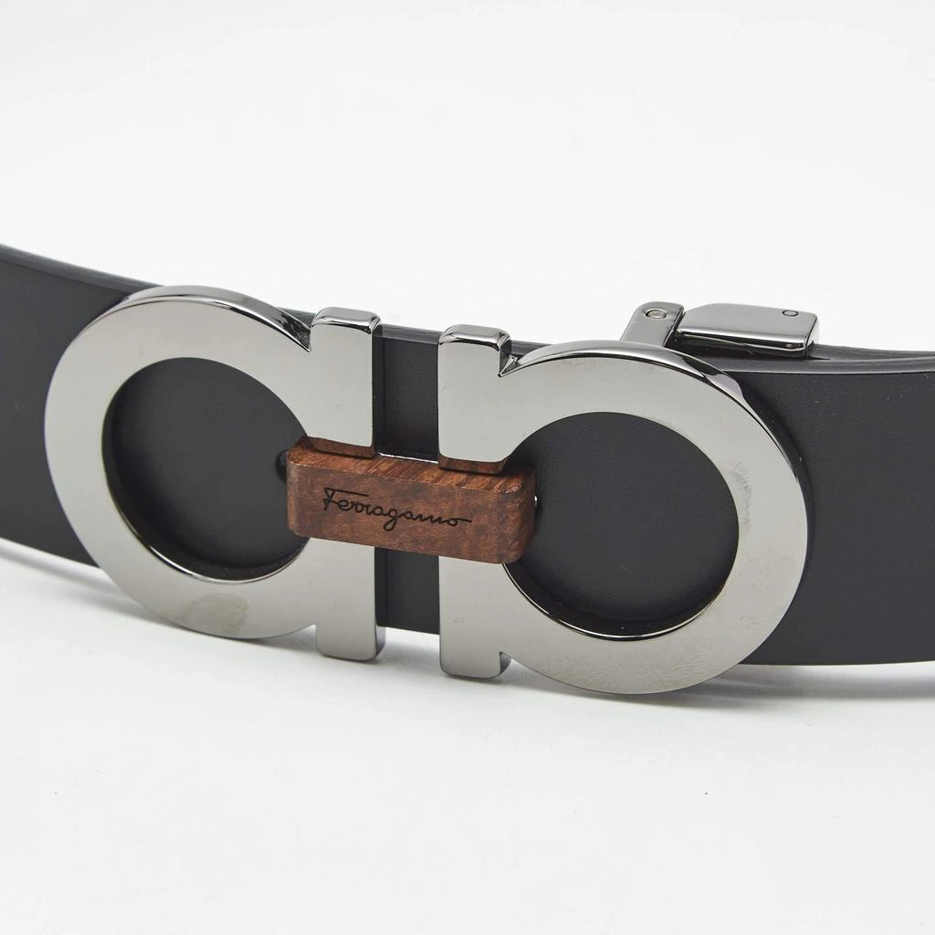 Salvatore Ferragamo Salvatore Ferragamo Black/Brown Leather Gancini Buckle Cut to Size Belt 3