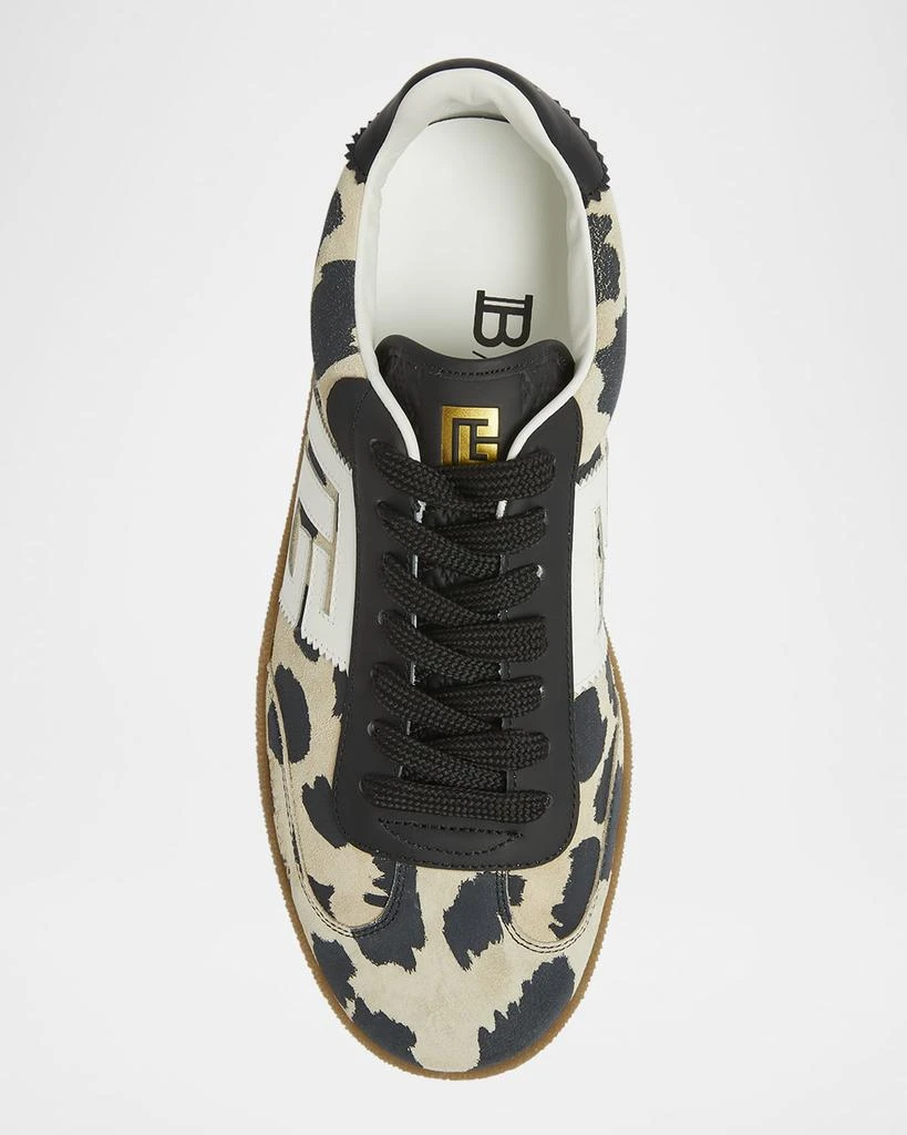 Balmain Swan Snow Leopard-Print Suede Low-Top Sneakers 5