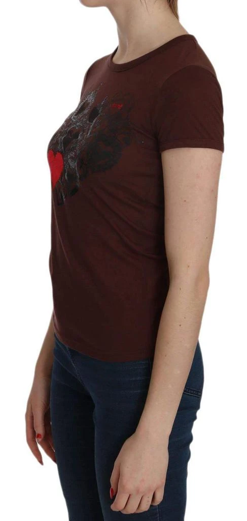 Exte Exte  Heart Print Crew Neck  Short Sleeve Blouse 3