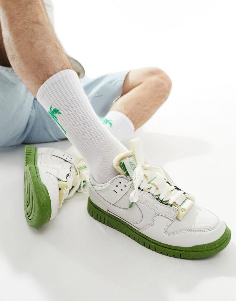 Nike Nike Dunk Jumbo trainers in off white and green