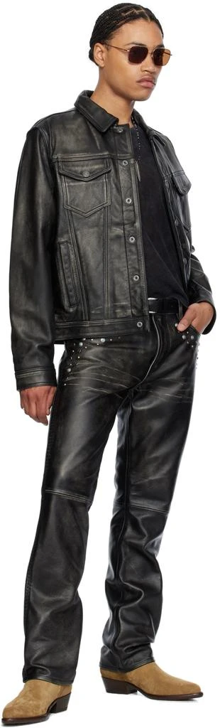 GUESS USA Black Distressed Leather Jacket 4