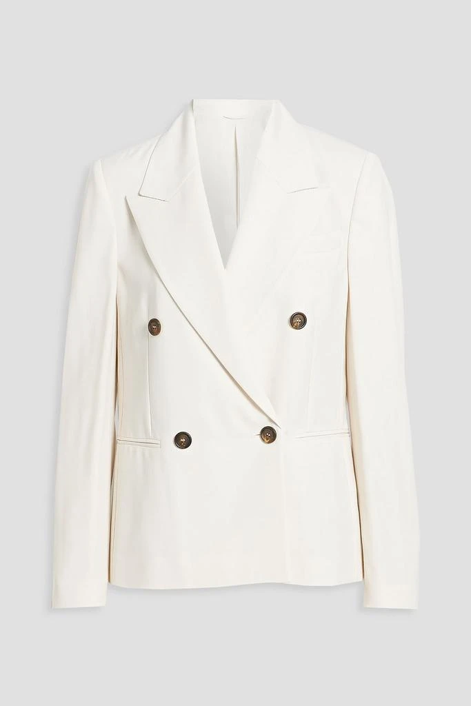 Brunello Cucinelli Double-breasted bead-embellished crepe blazer 1