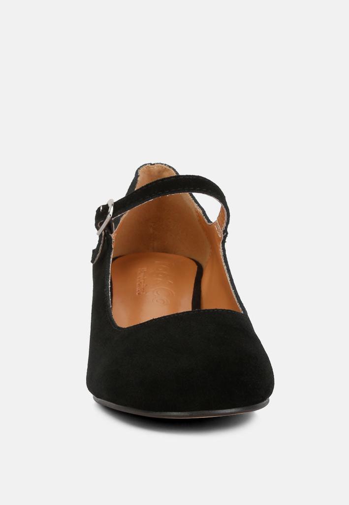Rag & Co DALLIN Suede Block Heel Mary Janes in Black