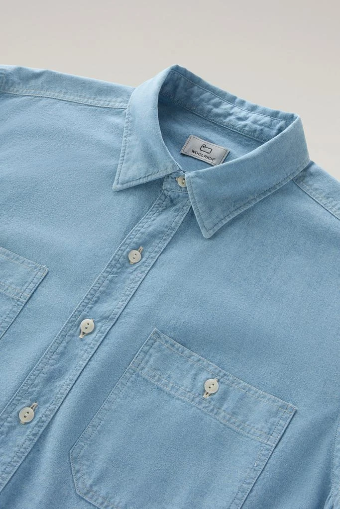 Woolrich Chambray Shirt in Pure Cotton - Men - Blue 2