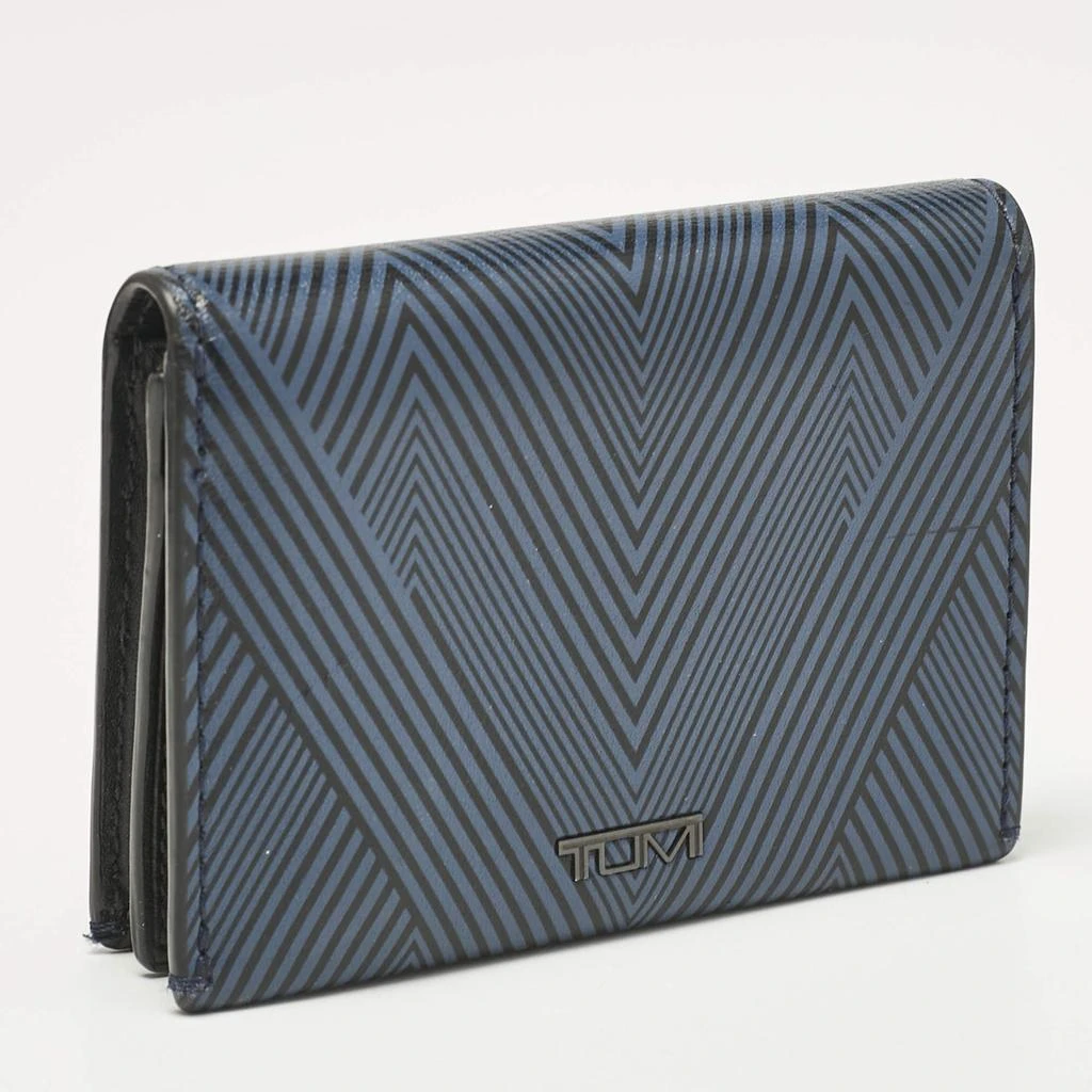 Tumi TUMI Blue/Black Printed Leather Gusseted Card Case 3