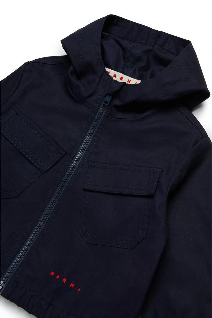 Marni Marni Kids Logo Embroidered Hooded Jacket 3