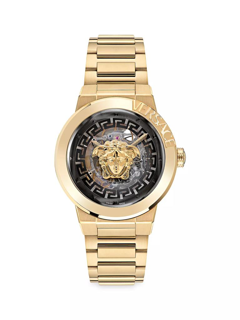Versace Skeleton Dial Ion-Plated Yellow Gold Bracelet Watch