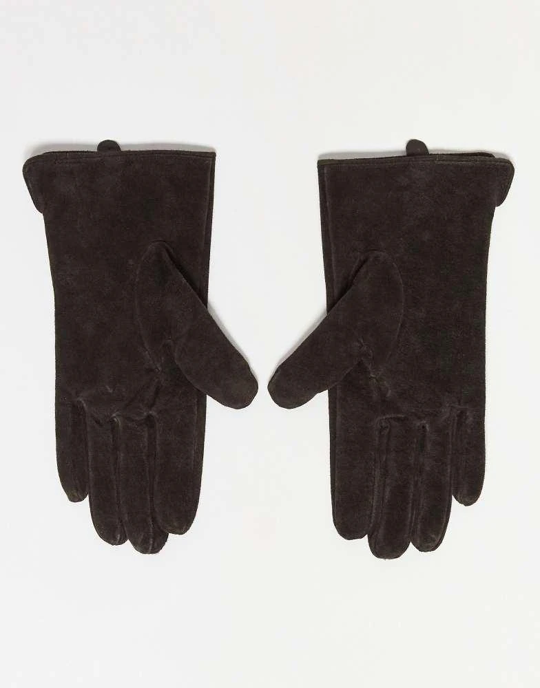 GINA TRICOT Gina Tricot pure suede leather gloves in dark brown 3