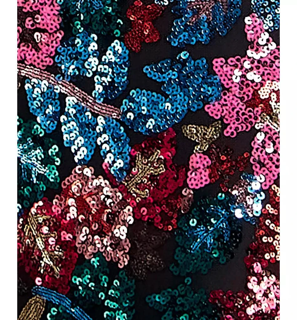 Crystal Doll Juniors' V-Neck Floral-Sequin Lace-Up-Back Gown 4