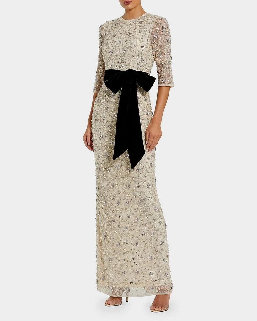 Mac Duggal Beaded Bow Column Gown