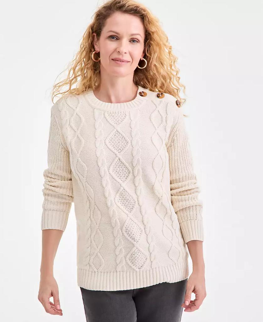 Style & Co Women's Button-Trim Cable-Knit Sweater, Macy's Exclusive
