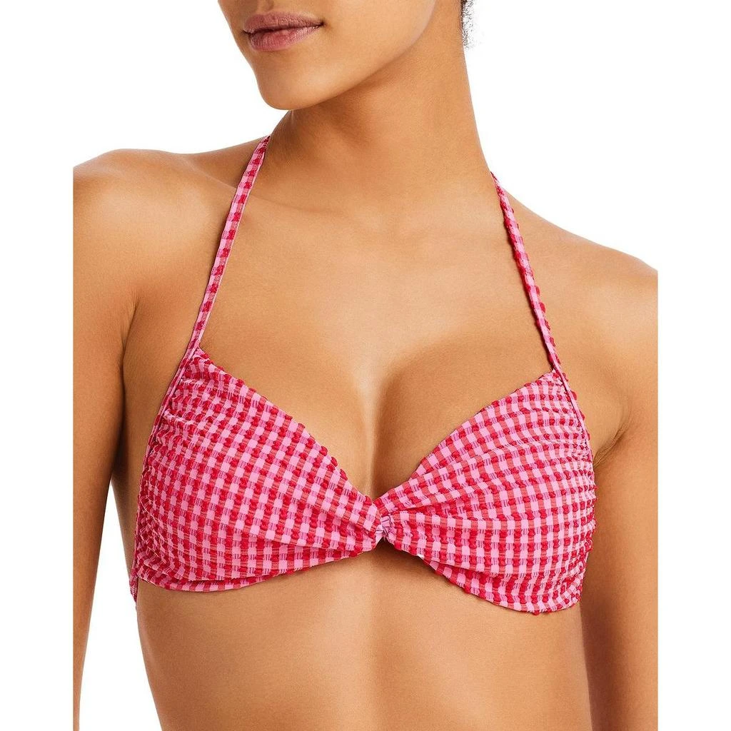 L*Space Twister Womens Gingham Halter Bikini Swim Top 1