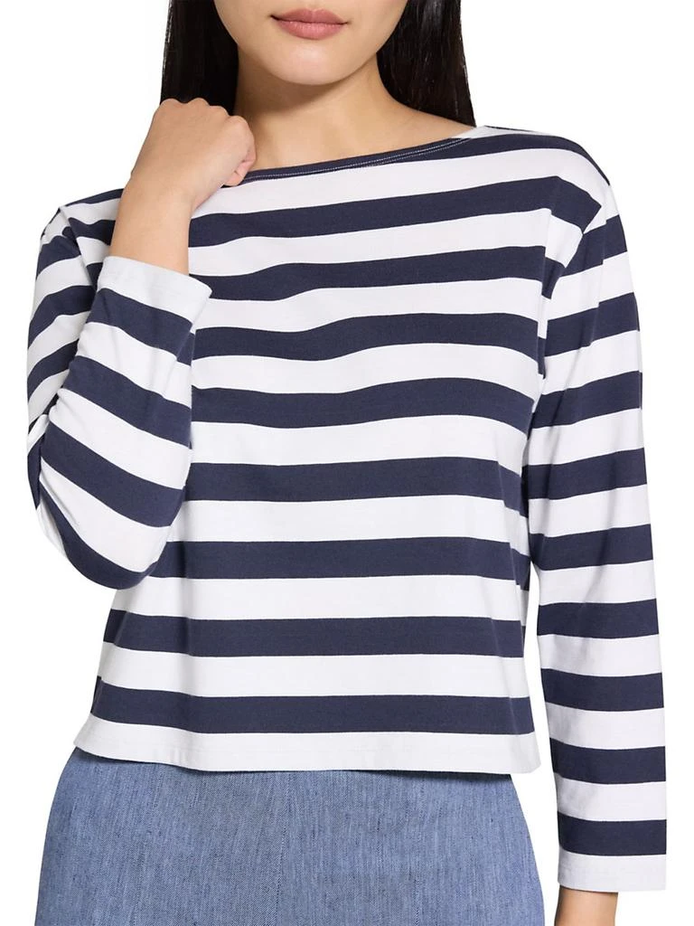 Theory Clinton Striped Cotton Boatneck Shirt 5