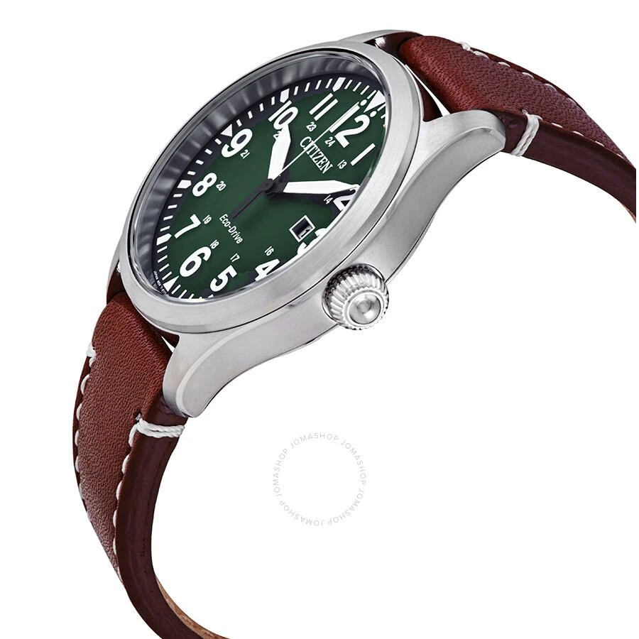 Citizen Chandler Eco-Drive Green Dial Dark Brown Leather Men's Watch BM6838-09X 2