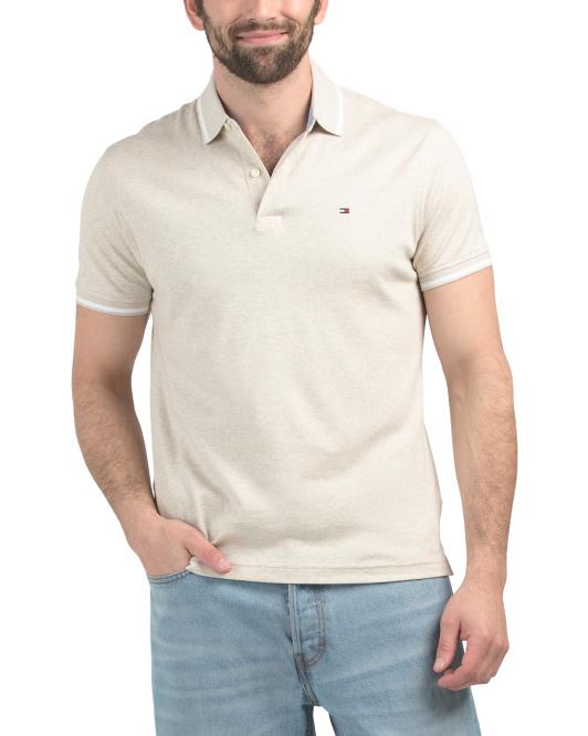 Tommy Hilfiger Richard Heathered Tipped Relaxed Fit Short Sleeve Polo