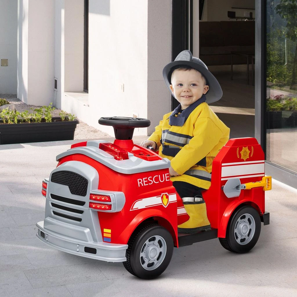 BreeBe 12V Kids Ride On Fire Truck with Siren Flashing Lights and Fire Extinguisher 2