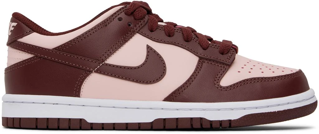 NIKE Big Kids Burgundy & Pink Dunk Low Sneakers 1