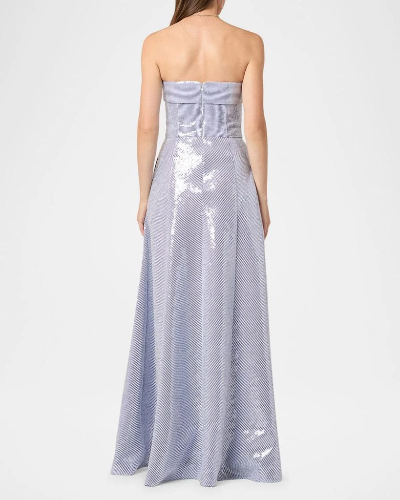 Shoshanna Bennett Strapless Striped Sequin Gown 3