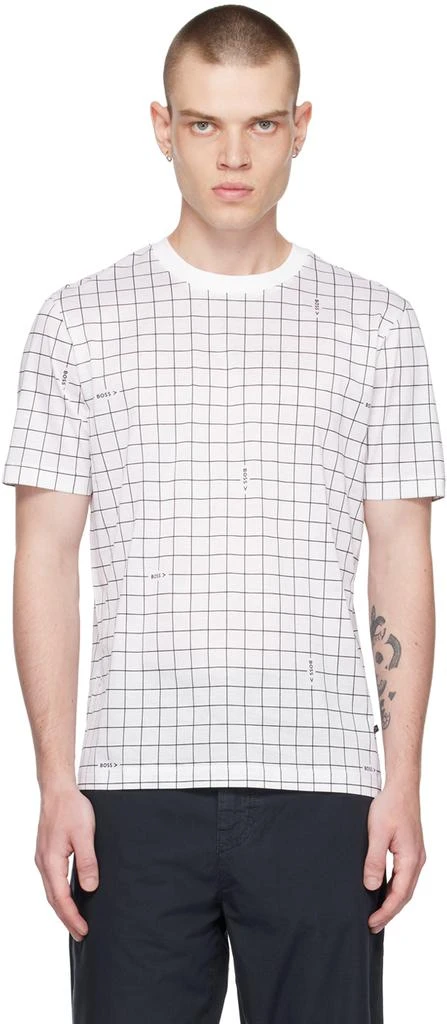 Hugo Boss White Grid Print T-Shirt 1