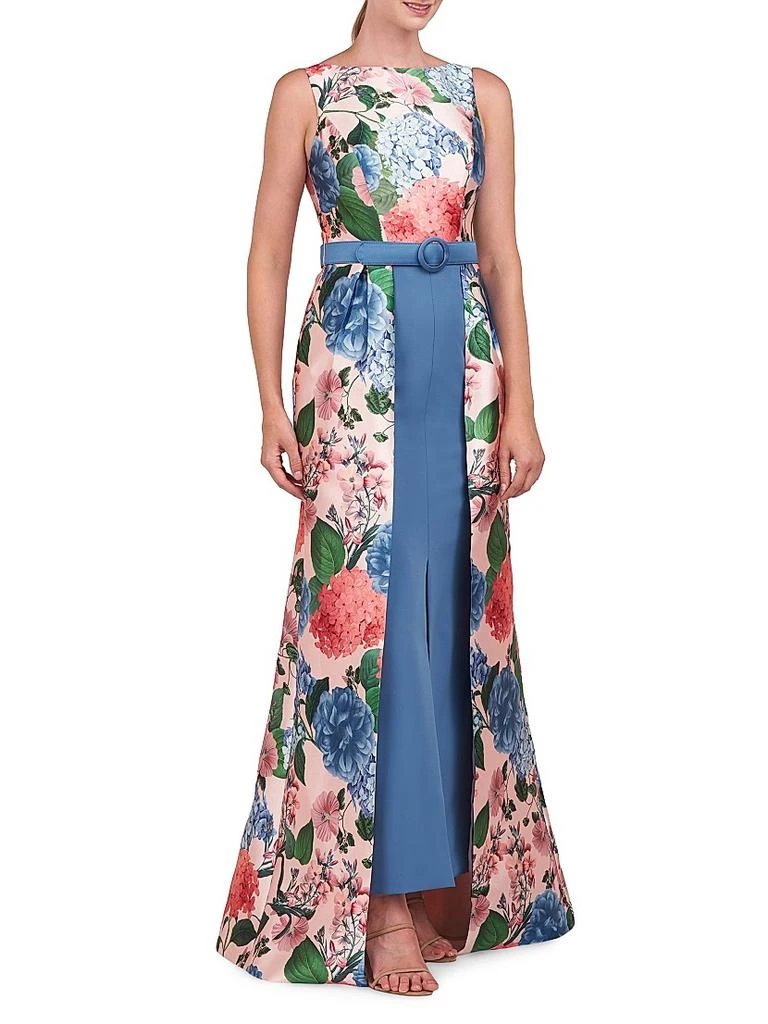 Kay Unger Gail Hydrangea Print Walk-Thru Gown 2