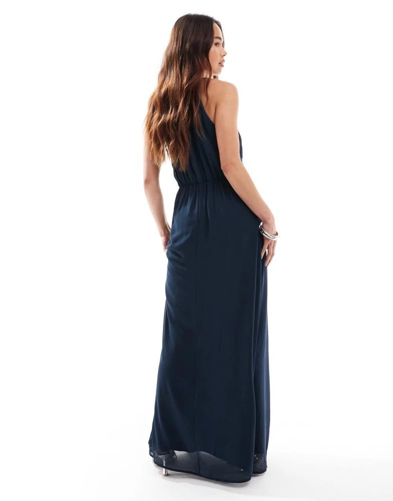asos vila bridesmaid dress Vila Bridesmaid satin ruched side maxi dress in light pink