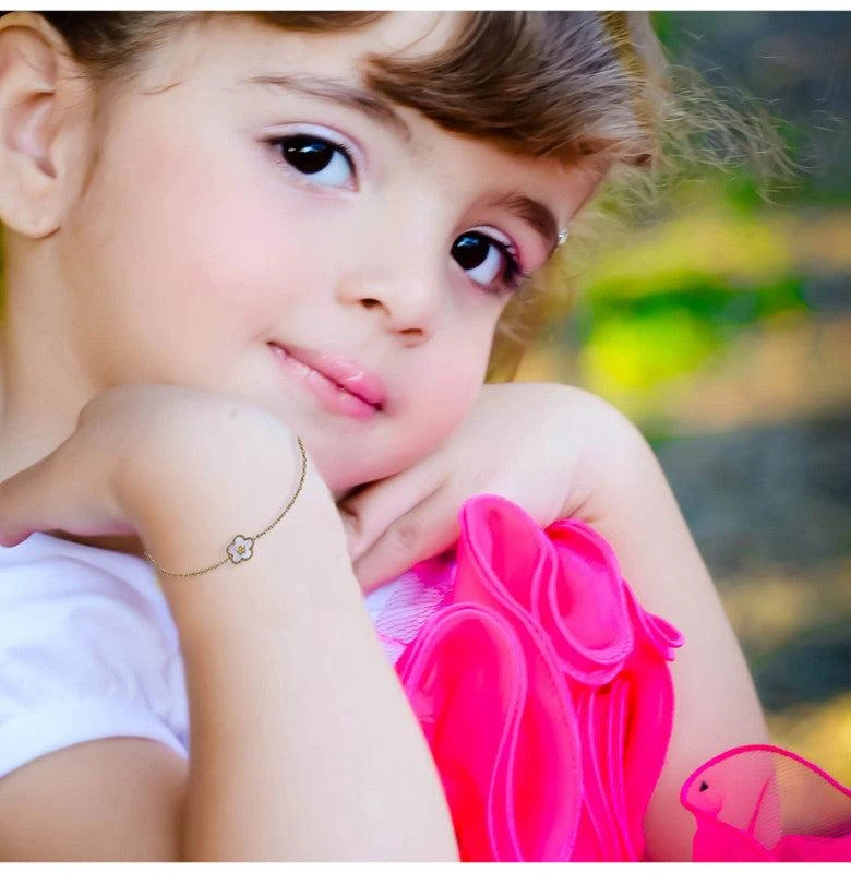 GigiGirl 14k Gold Plated with Mother-of-Pearl Flower Chain Bracelet for Teens 2