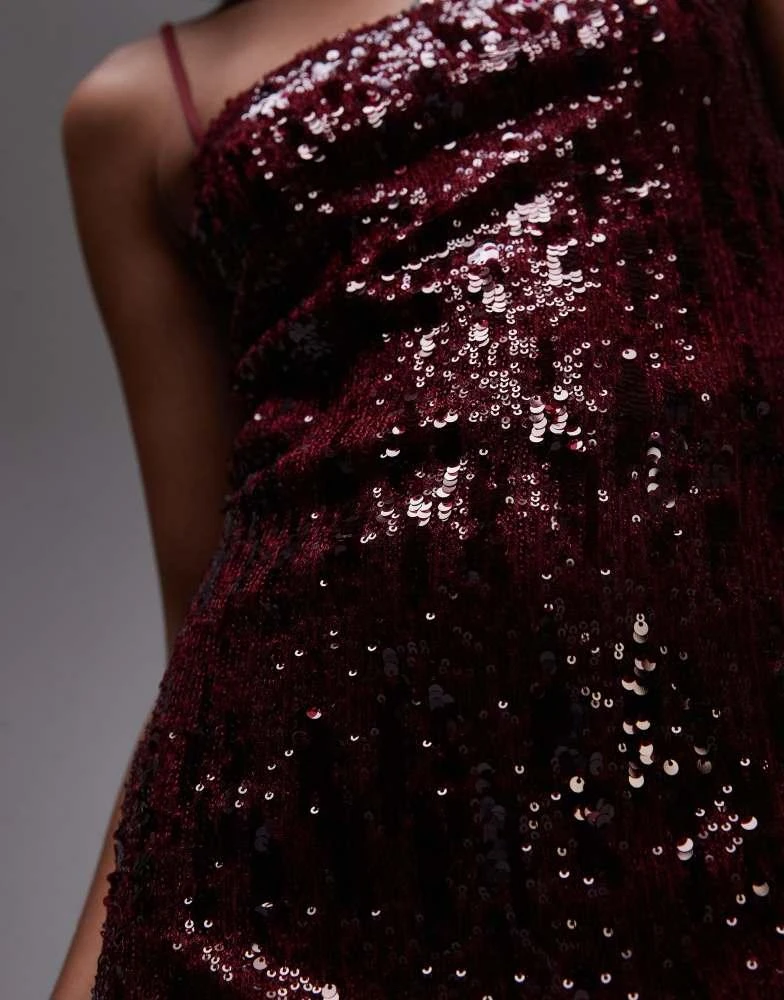 Shop Topshop sequin strappy mini dress in burgundy on Sale at BeyondStyle –  Get 40% Off Topshop sequin strappy mini dress in burgundy with Limited-Time  Flash Deals, Exclusive Discounts, and Special Offers