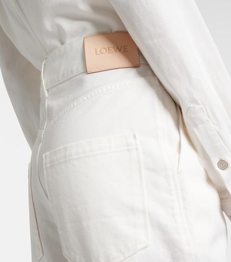 【LOEWE】 Anagram embroidered high-rise wide-leg jeans Anagram embroidered high-rise wide-leg jeans in white