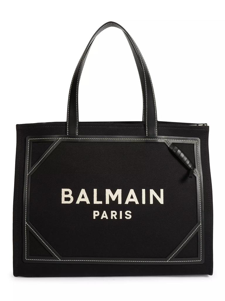 Balmain B-Army Medium Monogram Canvas Shopper Tote Bag