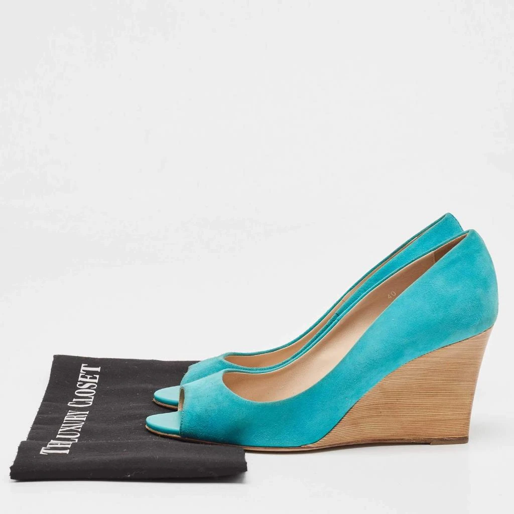 Tod's Tod's Blue Suede Peep Toe Wedge Pumps Size 40 9