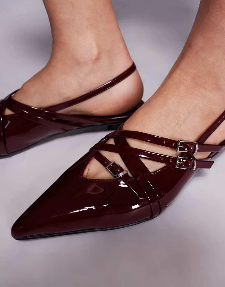 Public Desire Public Desire Shilpa pointed strappy sling back heels in burgundy 4