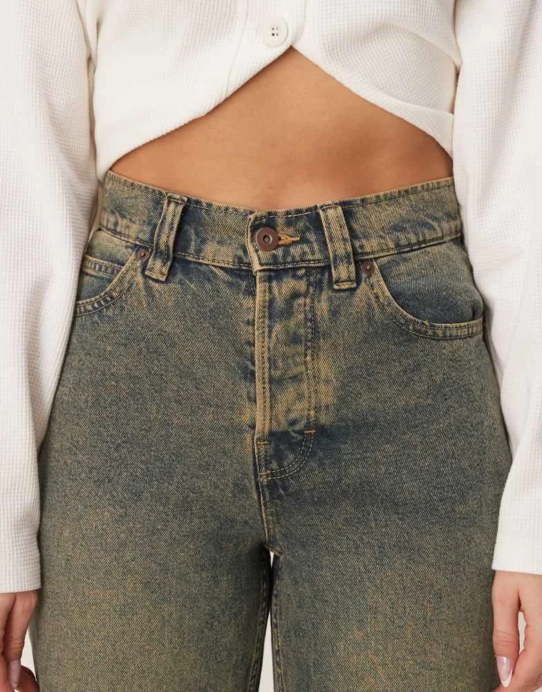 DICKIES Dickies thomasville regular fit denim jeans in indigo with yellow fade 5