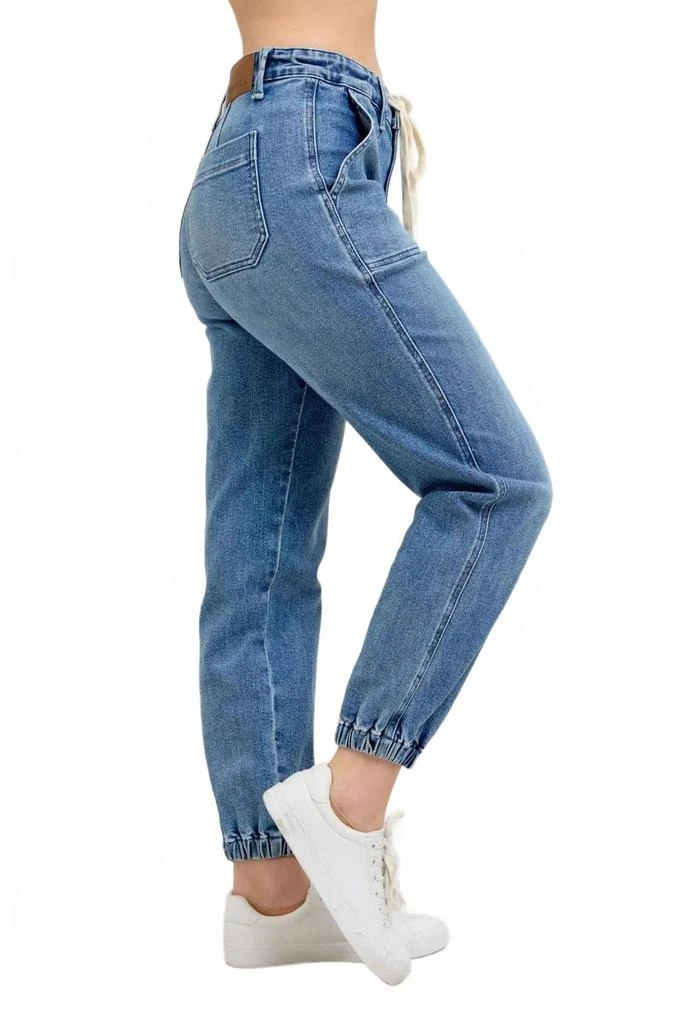 Judy Blue High Waist Jogger Denim Jeans In Medium Blue 4