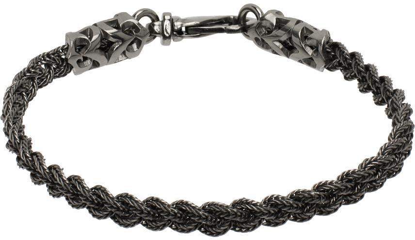 Emanuele Bicocchi Gunmetal Tiny Braided Bracelet