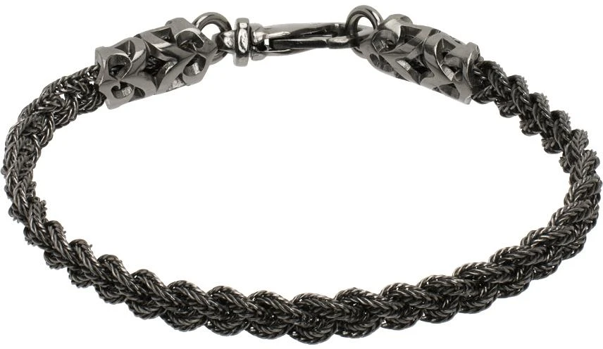 Emanuele Bicocchi Gunmetal Tiny Braided Bracelet 1