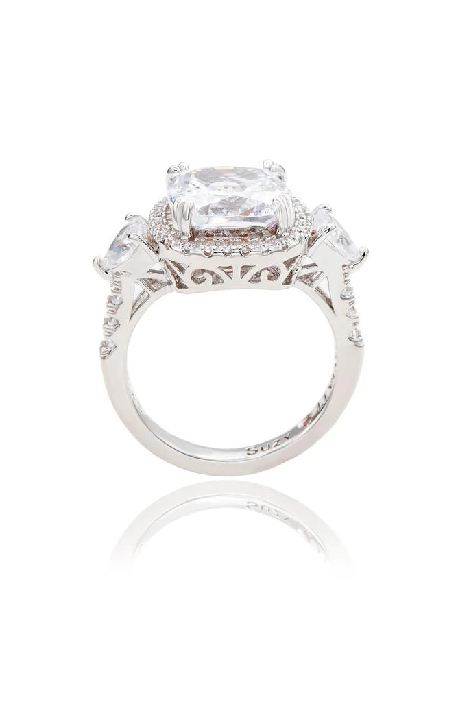 Suzy Levian Sterling Silver Cushion Cut CZ Halo Bridal Ring 4