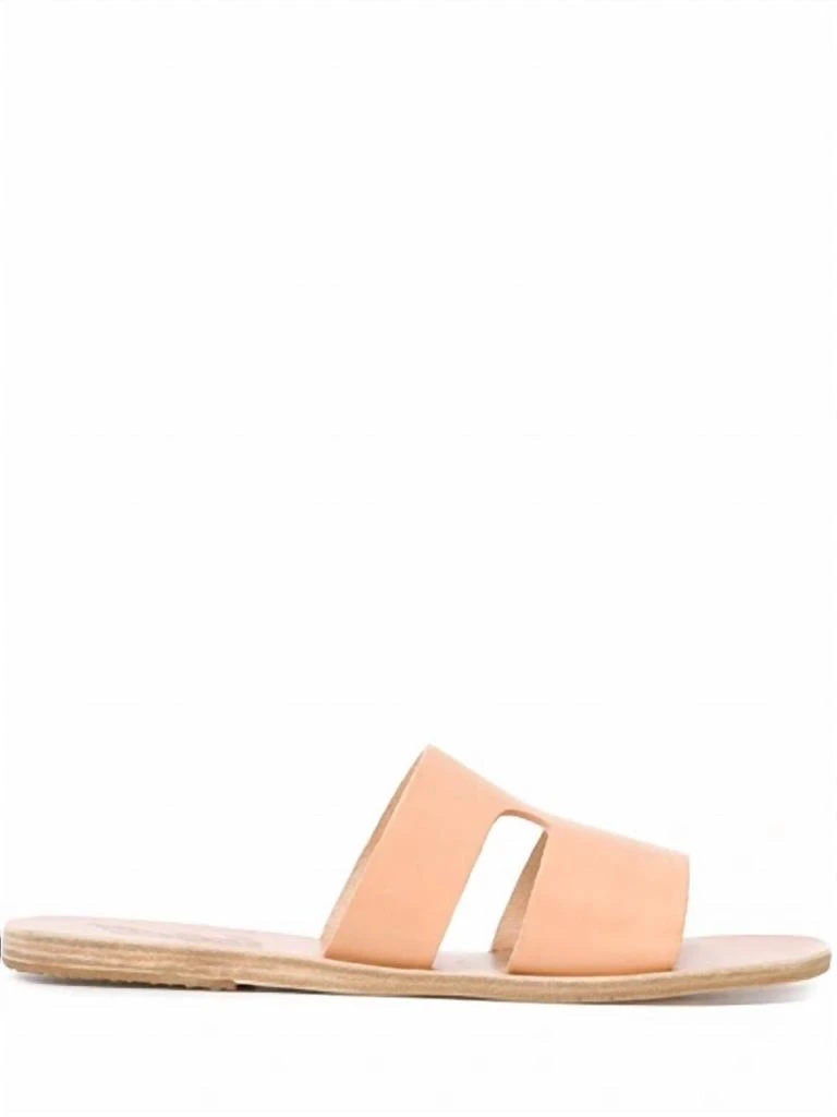 ANCIENT GREEK SANDALS Women's Apteros Slide Leather Flat Sandals In Natural 2