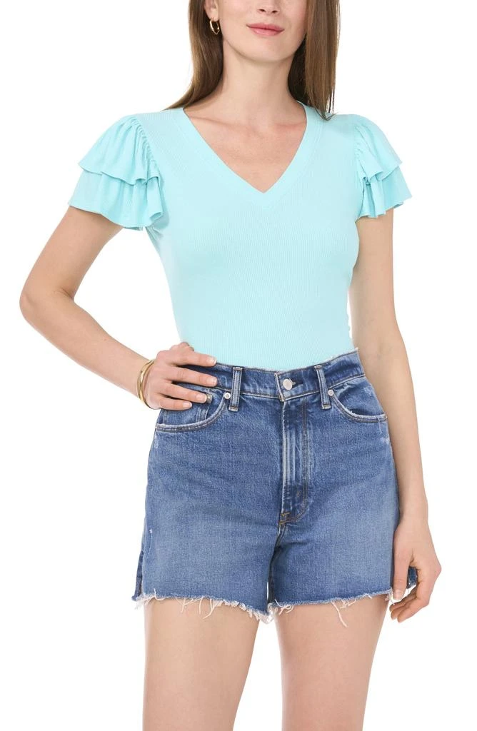 1. State Flutter Sleeve Rib Top 3