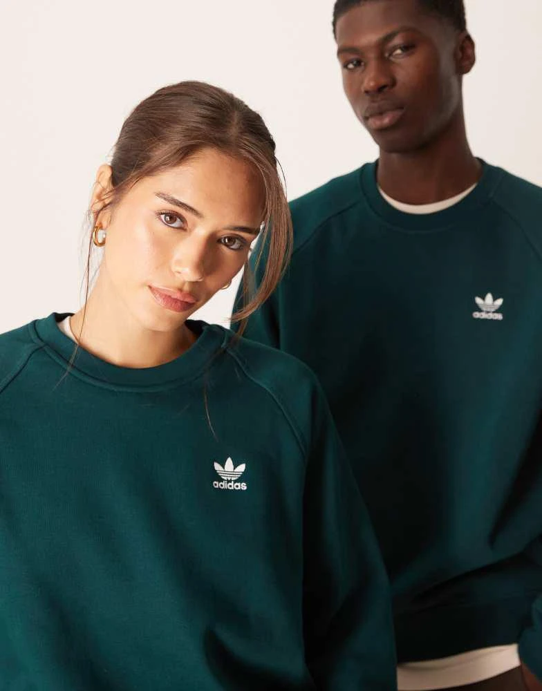 Adidas adidas Originals essential crew neck sweatshirt in dark green 2