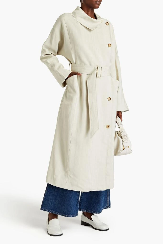 CO Double-breasted slub woven coat 2