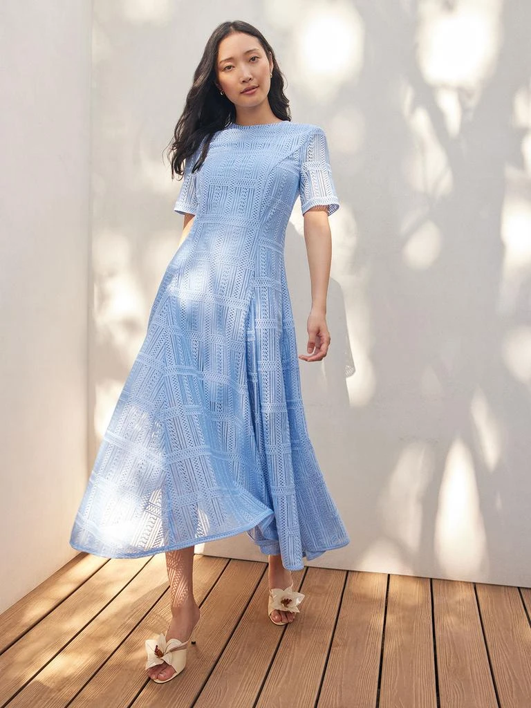 Misook Fit-and-Flare Linear Lace Woven Maxi Dress - Modern Fit 1