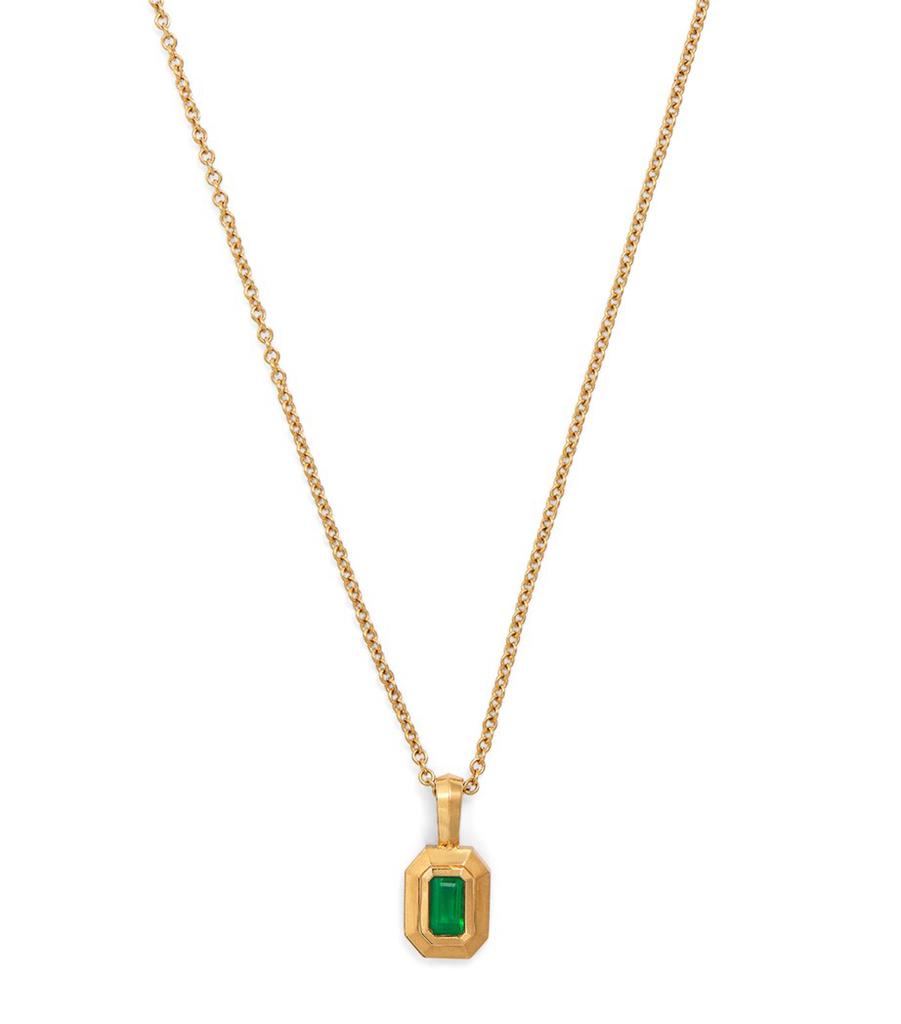 Azlee Yellow Gold and Emerald Staircase Necklace
