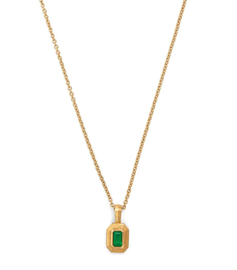 Azlee Yellow Gold and Emerald Staircase Necklace 1