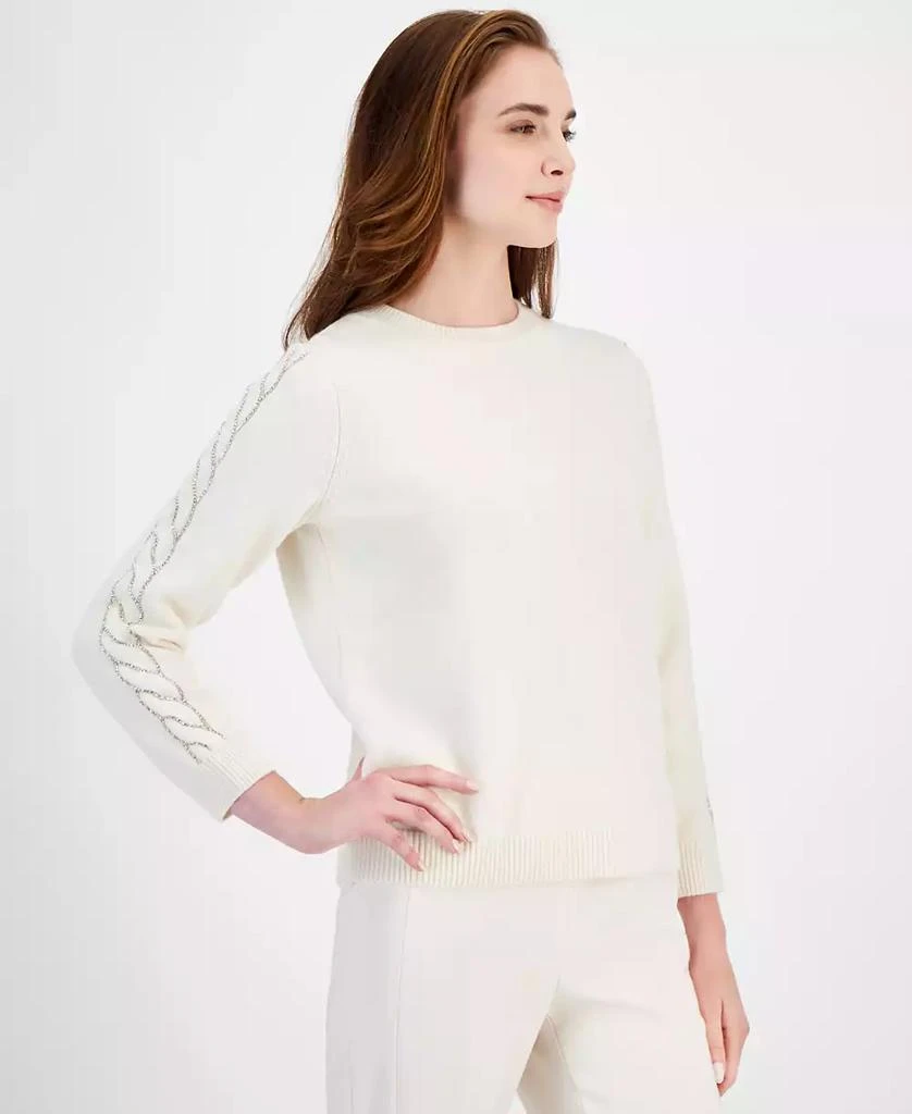 Anne Klein Women's Embellished Cable-Knit Sweater 1