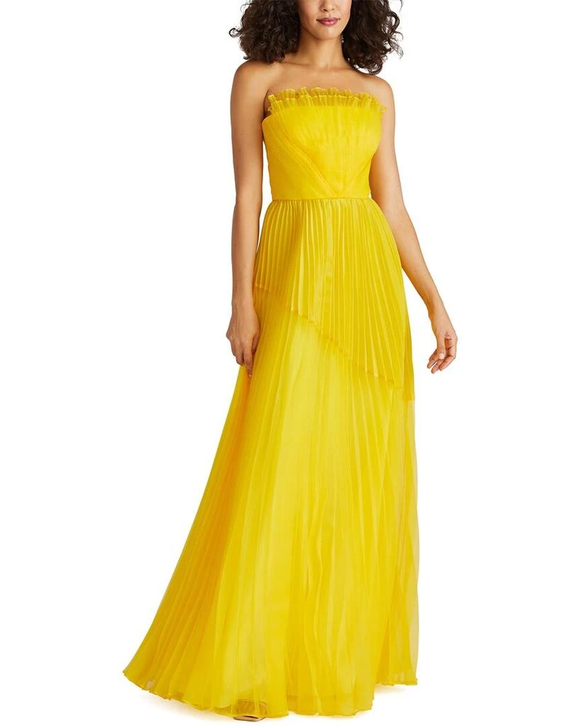Theia Enver Pleated Strapless Gown 1