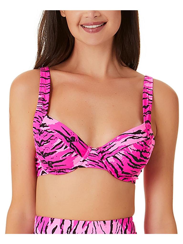 California Waves Womens Tiger Print Underwire Bikini Swim top