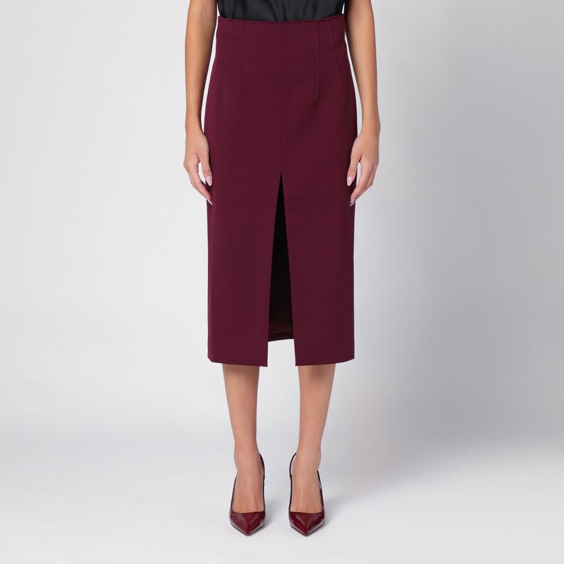 THE ANDAMANE Stephanie Burgundy wool-blend midi skirt
