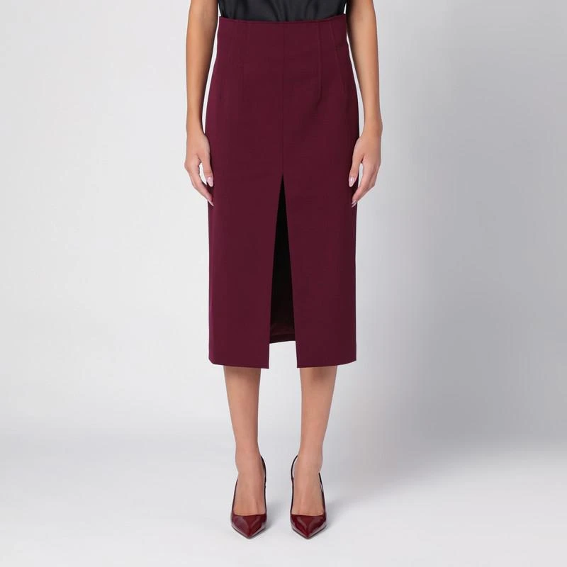 THE ANDAMANE Stephanie Burgundy wool-blend midi skirt 1